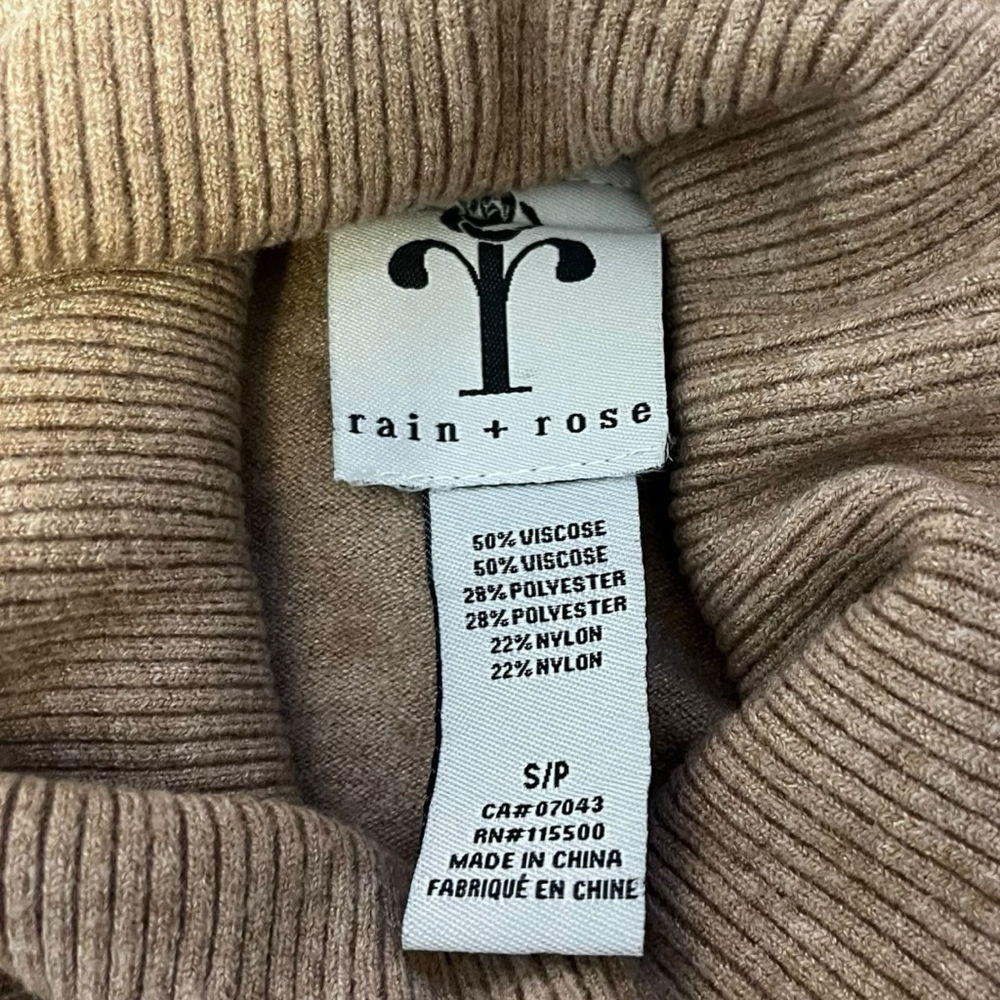 Women's Rain + Rose Neutral Crewel Embroidered Turtleneck Sweater, S - Picture 12 of 12